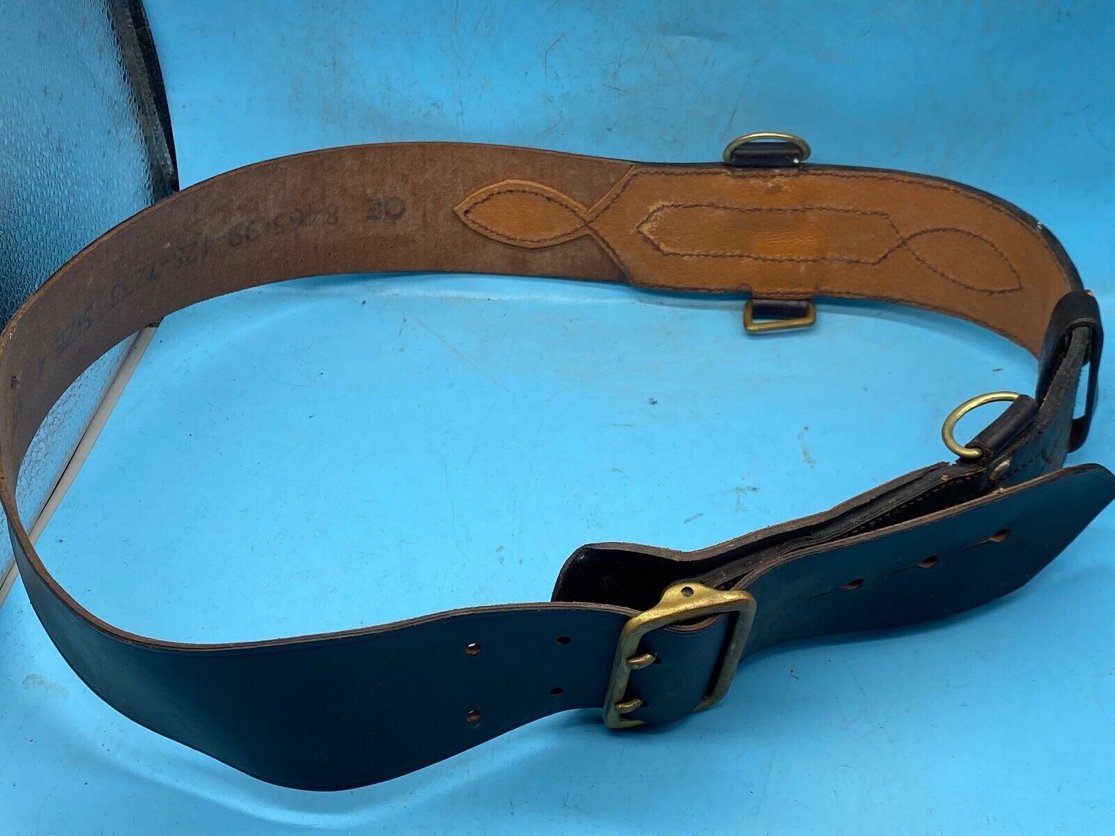 Original British Army Officer's Sam Browne Leather Belt - Approx 36" Waist - The Militaria Shop