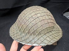 Load image into Gallery viewer, Original WW2 British Army Combat Helmet Complete with Liner &amp; Camouflage Net
