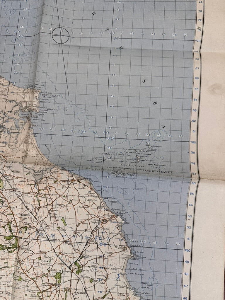 Original WW2 British Army GSGS OS Map of England - Holy Island - The Militaria Shop