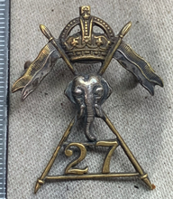 Load image into Gallery viewer, Original WW2 British Army 27th Lancers Cap Badge - King&#39;s Crown
