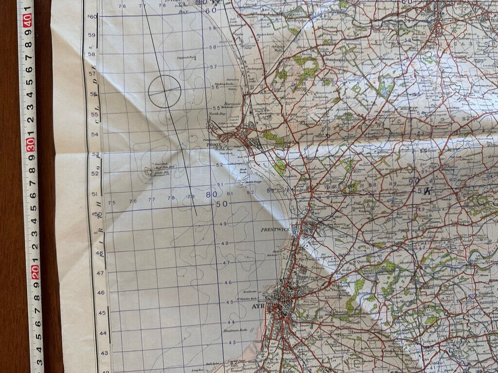 Original WW2 British Army GSGS OS Map of Scotland - Kilmarnock & Ayr - The Militaria Shop