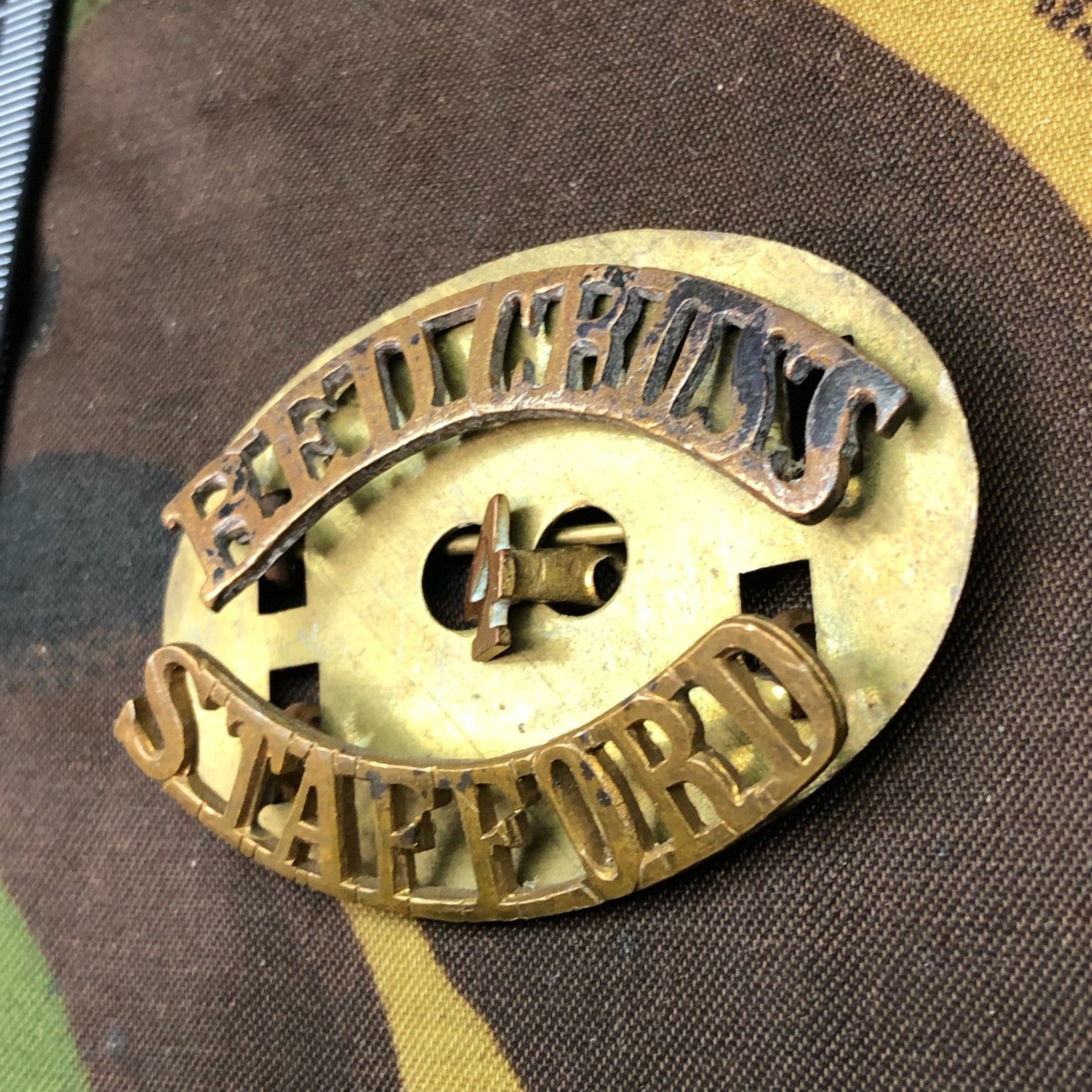 Original WW1 British Army Red Cross Shoulder Title - Stafford - The Militaria Shop