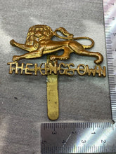 Load image into Gallery viewer, Original British Army WW1 / WW2 The King&#39;s Own Regiment Cap Badge
