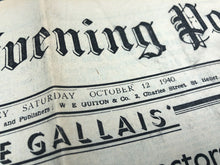 Lade das Bild in den Galerie-Viewer, Originales britisches Zeitungstrikot aus dem 2. Weltkrieg zur Besetzung der Kanalinseln – Oktober 1940 
