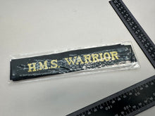 Charger l&#39;image dans la galerie, Genuine British Royal Navy H.M.S Warrior Cap Tally - Full Length - New Old Stock
