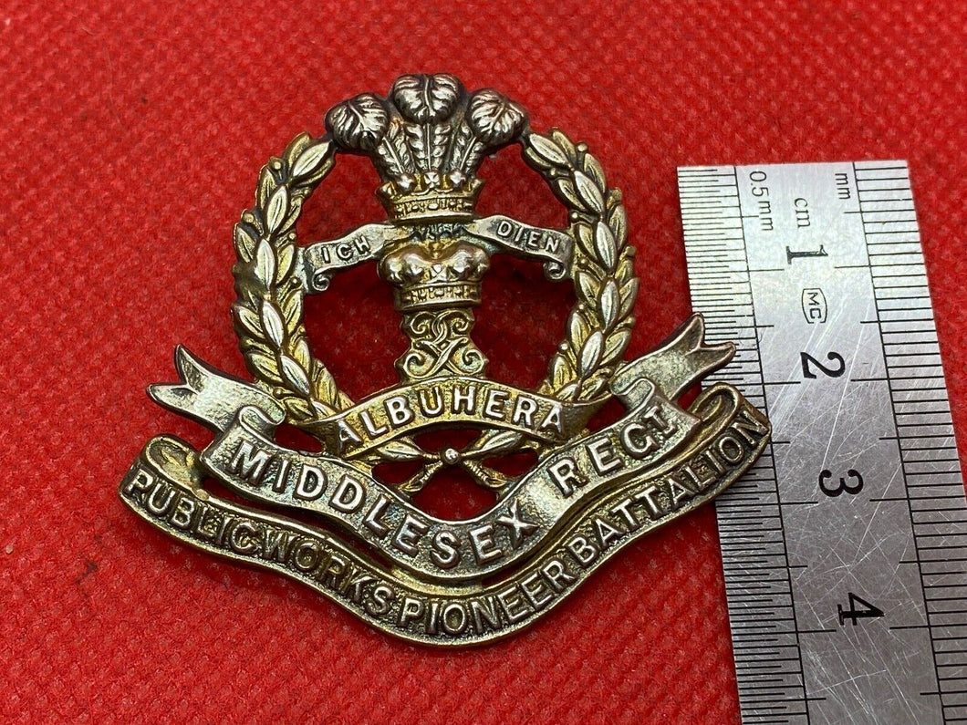 Original British Army WW1 Middlesex Regiment Public Works Pioneer Btn Cap Badge
