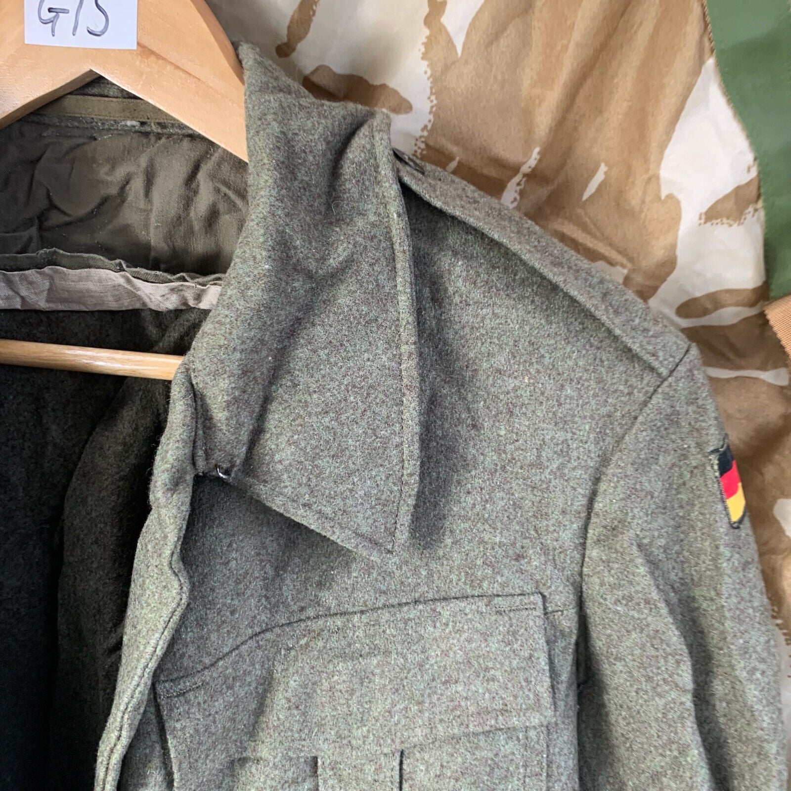 West German Field Jacket Green Wool Shirt Military Uniform Germany - 35" Chest - The Militaria Shop