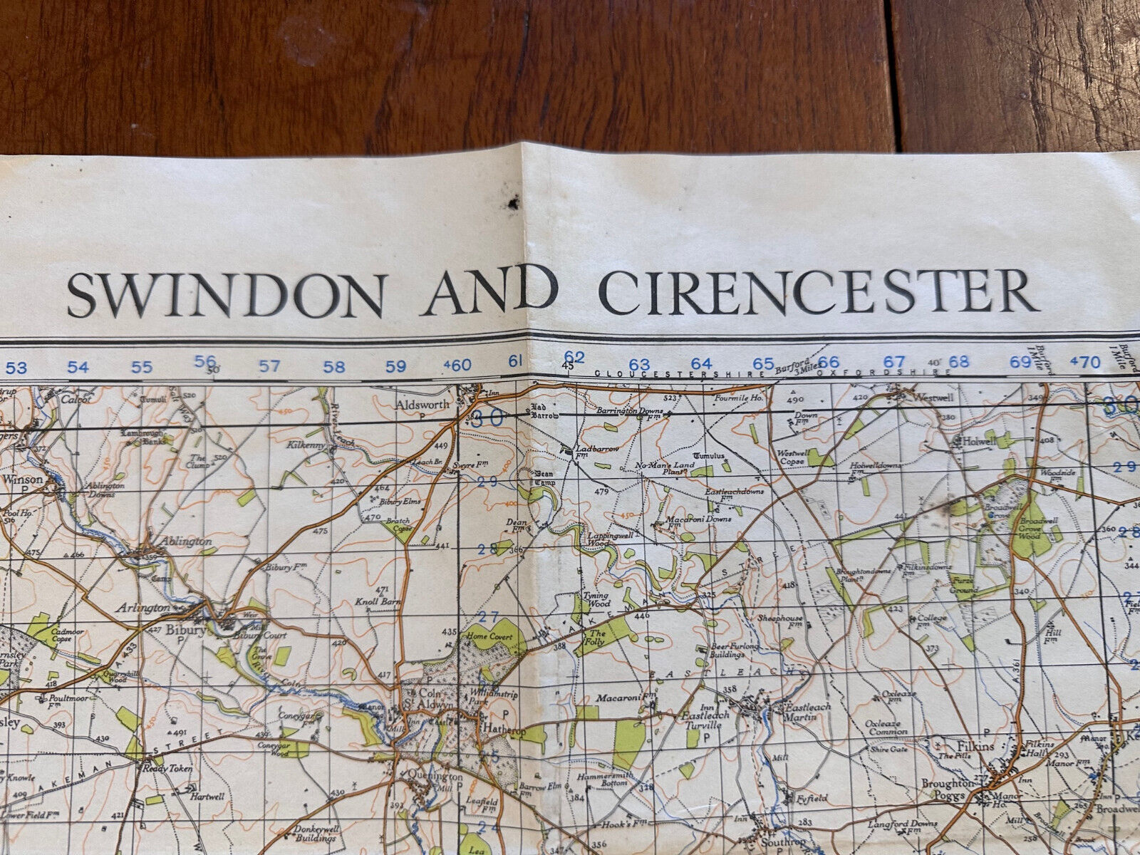 Original WW2 British Army GSGS OS Map England - Swindon & Cirencester - The Militaria Shop