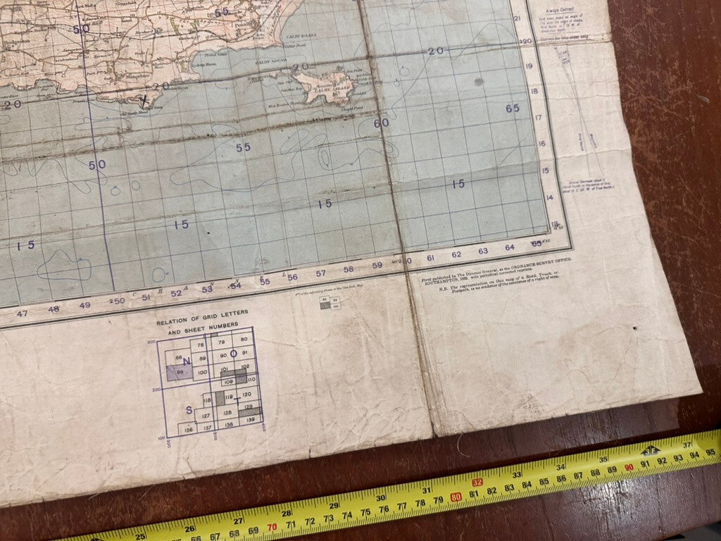 Original WW2 British Army GSGS OS Map of Great Britain - Pembroke & Tenby - The Militaria Shop
