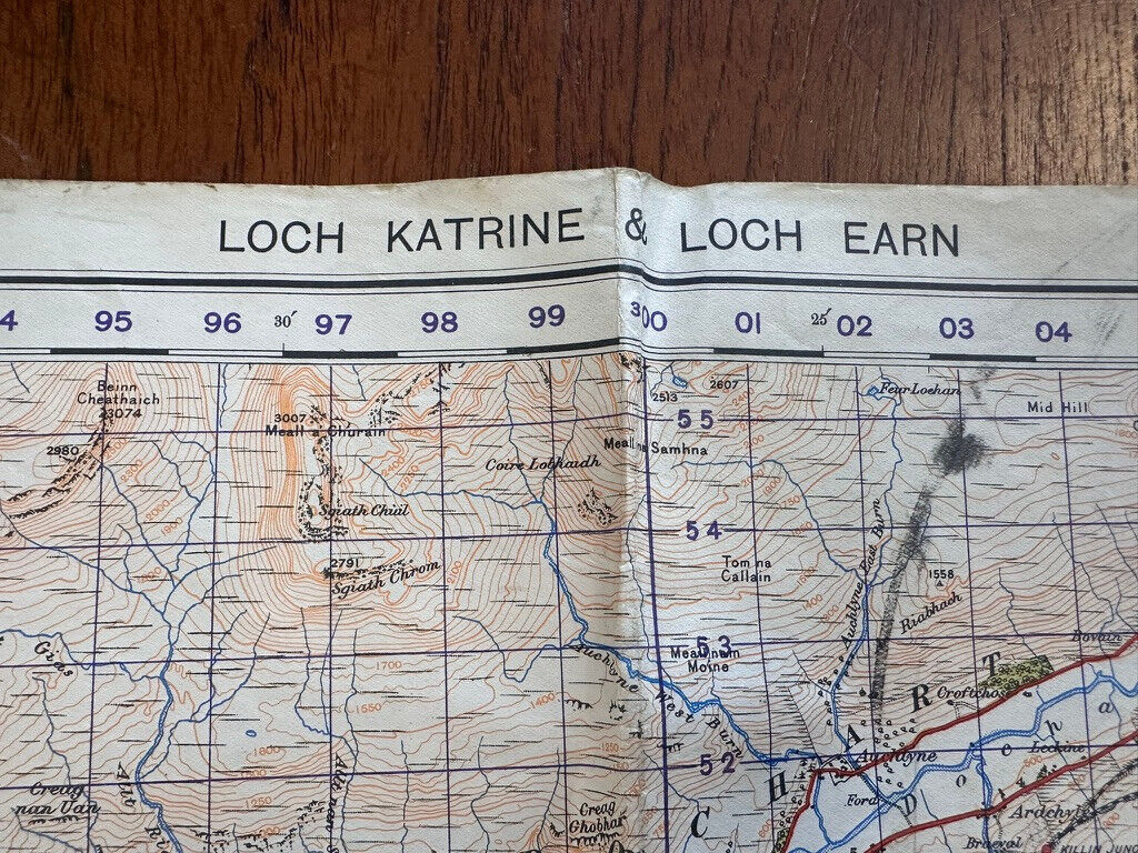 Original WW2 British Army OS Map of Scotland - Lock Katrine & Lock Earn - The Militaria Shop
