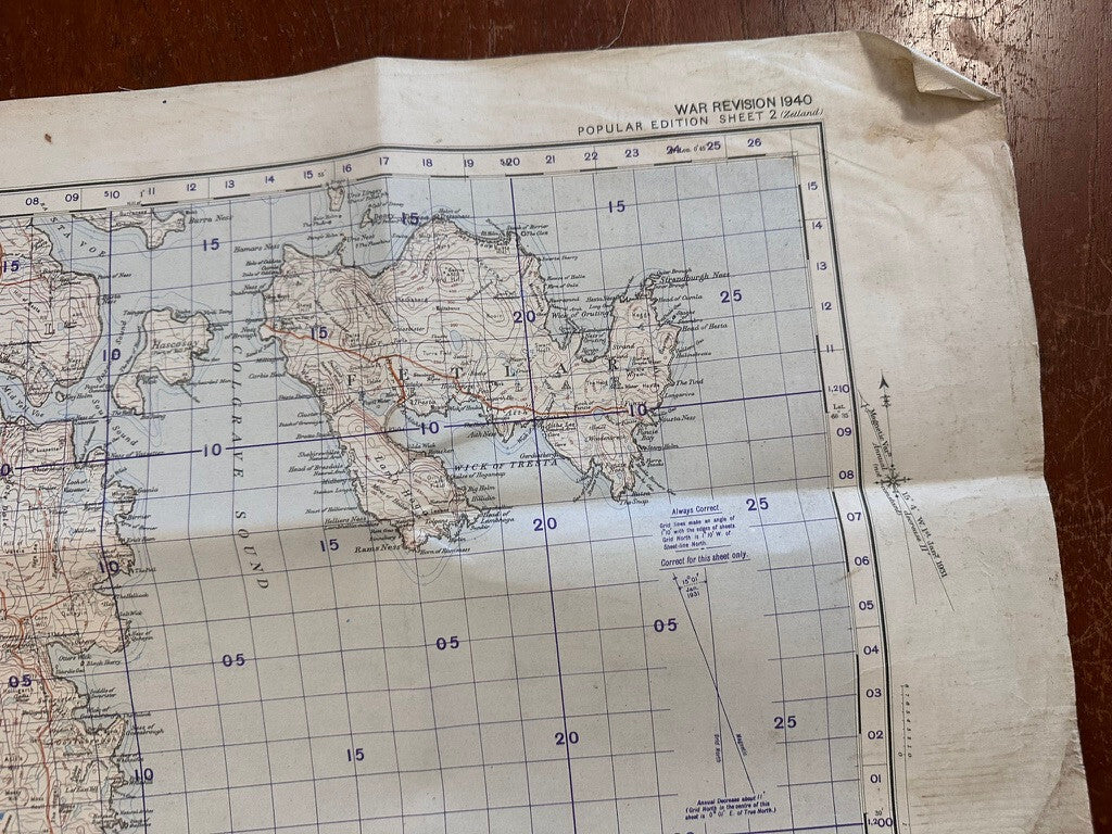 Original WW2 British Army GSGS Map of Scotland - North Mainland Shetland Islands - The Militaria Shop