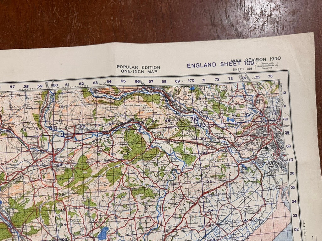 Original WW2 British Army GSGS OS Map of Wales - Pontypridd & Barry - The Militaria Shop