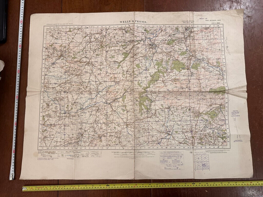 Original WW2 British Army GSGS OS Map of Great Britain - Wells & Frome - The Militaria Shop