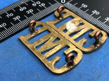 Load image into Gallery viewer, Original Pair WW2 British Army Corps Military Police CMP Brass Shoulder Titles
