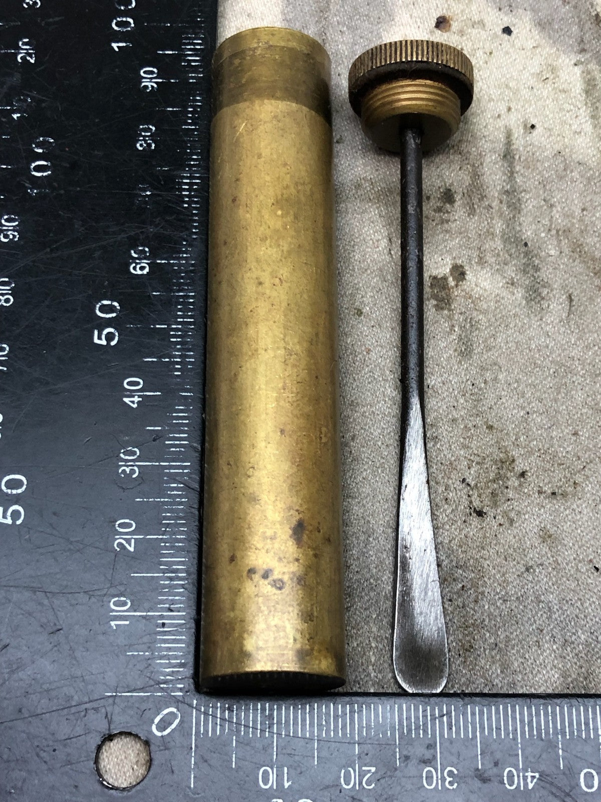Original WW1 British Army SMLE Enfield Brass Oil Bottle - EFD Marked - The Militaria Shop