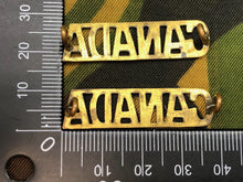 Load image into Gallery viewer, Genuine Canadian Army WW1 Brass Shoulder Titles Pair - CANADA - The Militaria Shop
