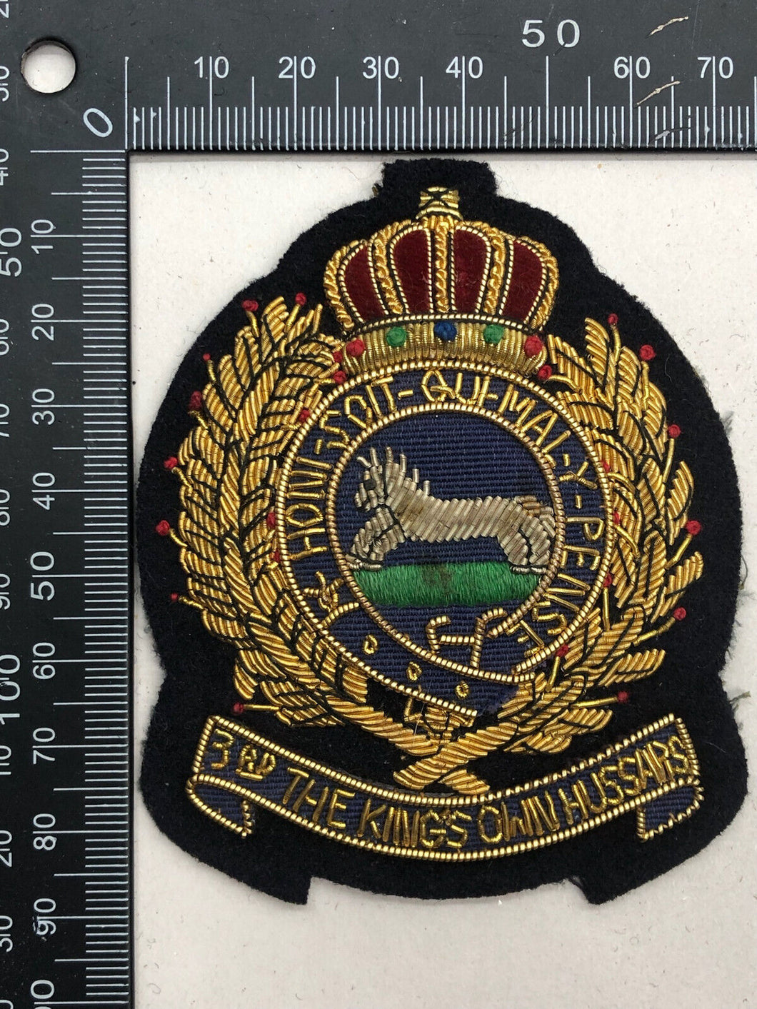 British Army Bullion Embroidered Blazer Badge - 3rd King's Own Hussars Regiment