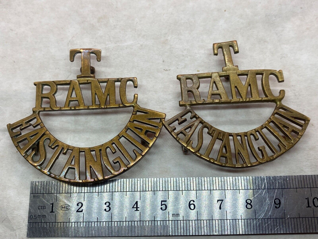 Pair of Original WW1 Royal Army Medical Corps Territorial Brass Shoulder Titles