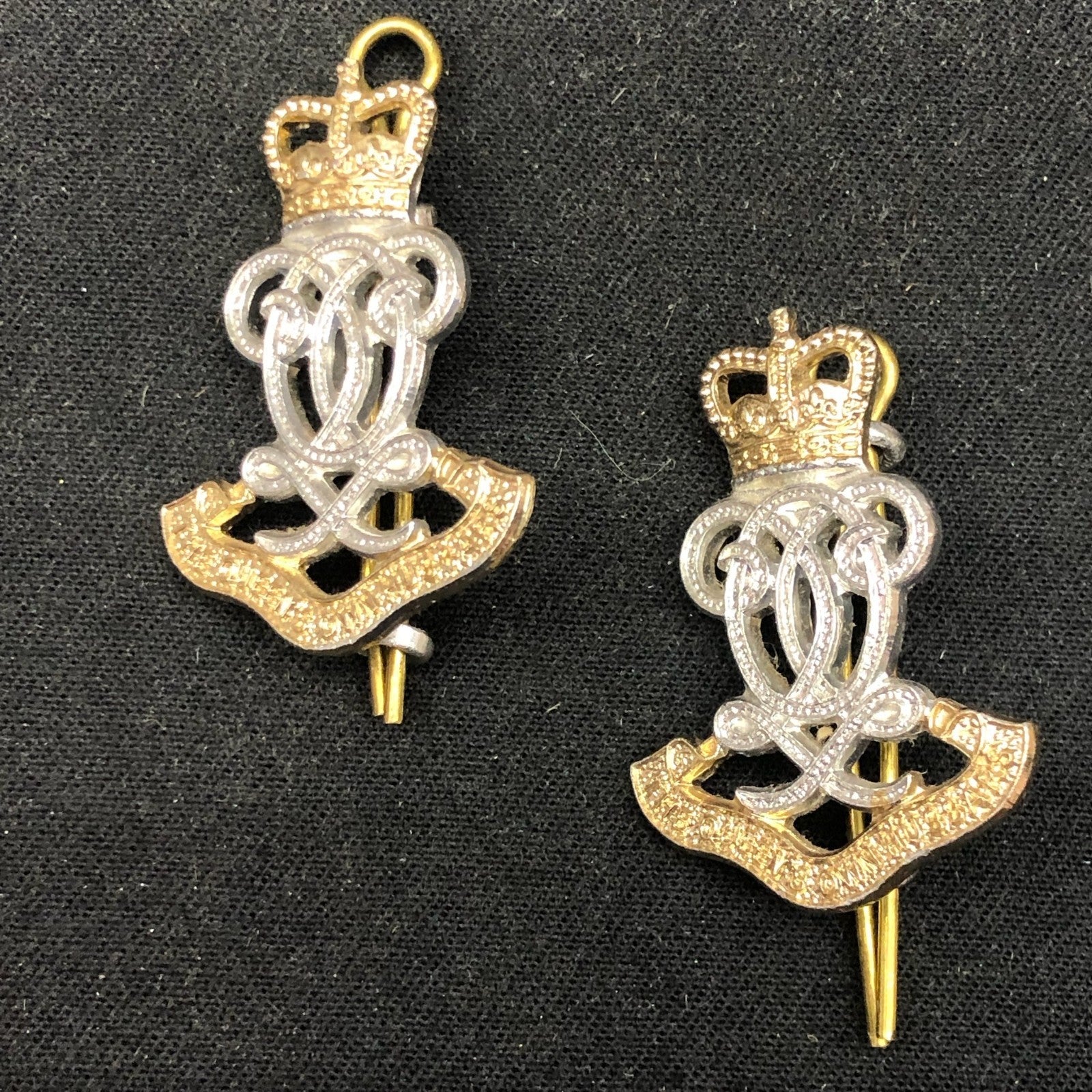 Original British Collar Badge Pair - The Queen's Own Hussars - The Militaria Shop