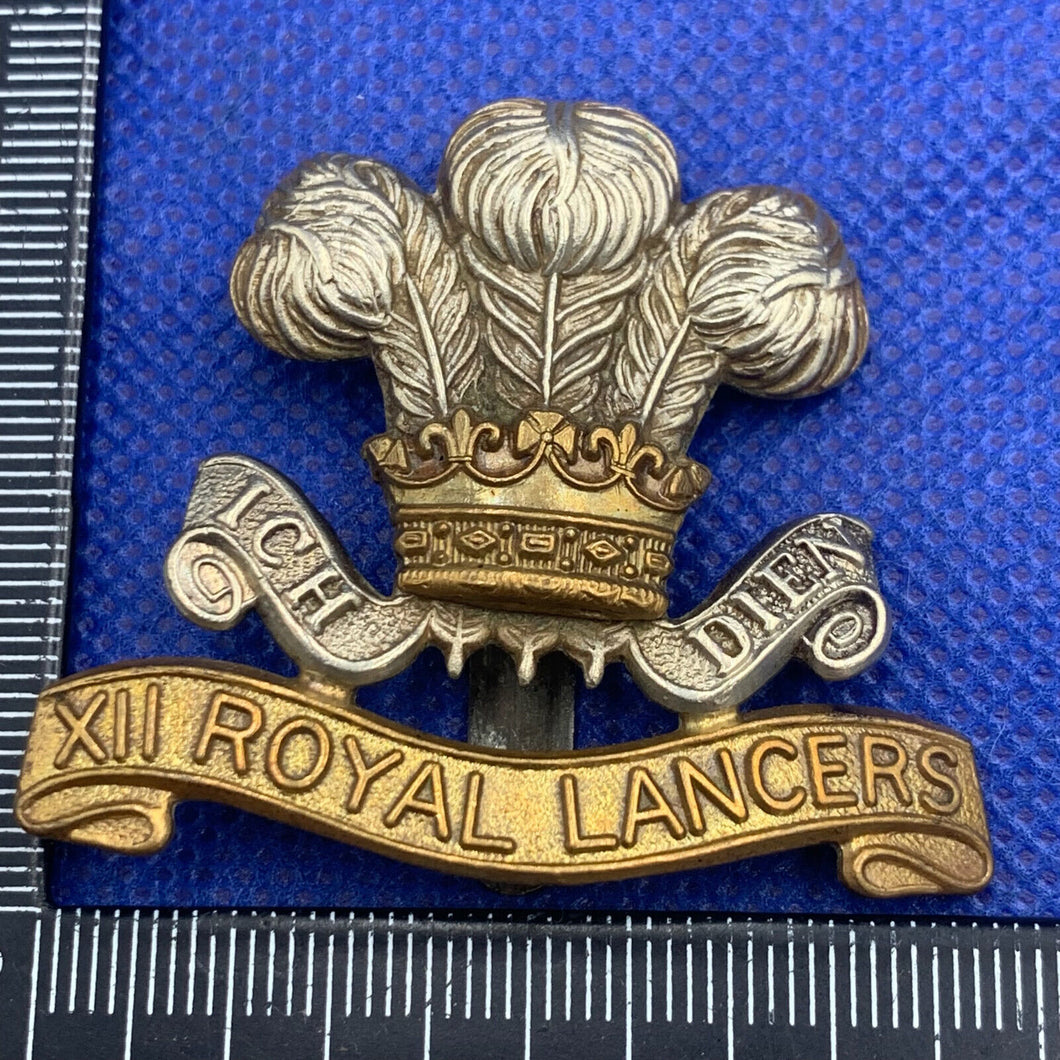 Original WW2 British Army 12th Royal Lancers Cap Badge