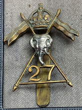 Load image into Gallery viewer, Original WW2 British Army 27th Lancers Cap Badge
