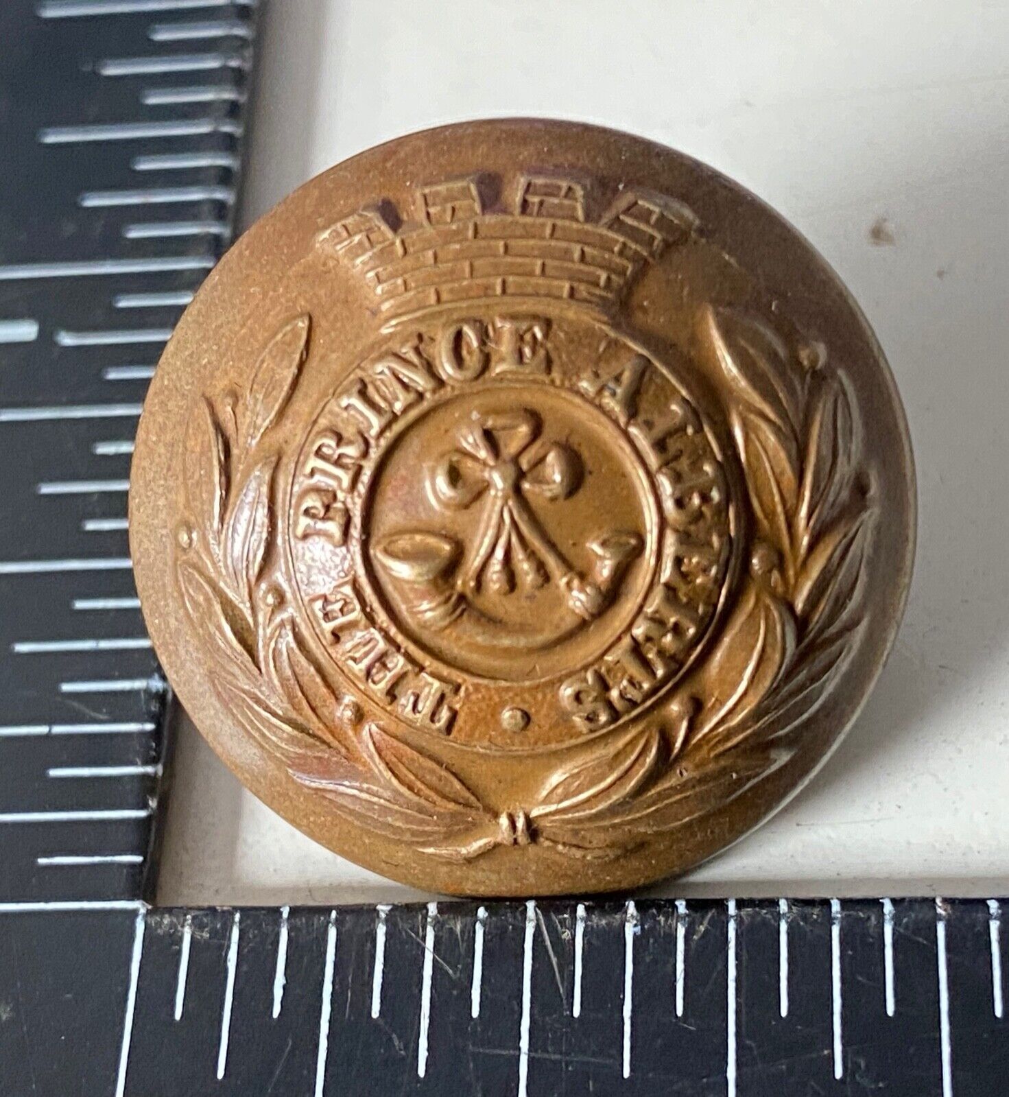 Victorian Crown The Prince Albert's brass tunic button approx 24mm