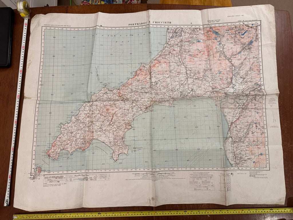 Original WW2 British Army GSGS OS Map of Wales - Portmadoc & Criccieth - The Militaria Shop