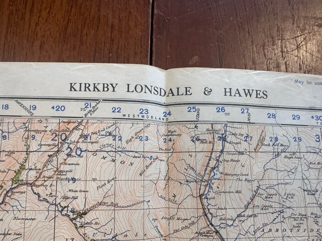 Original WW2 British Army GSGS Map of England & Wales - Kirkby Lonsdale & Hawes - The Militaria Shop