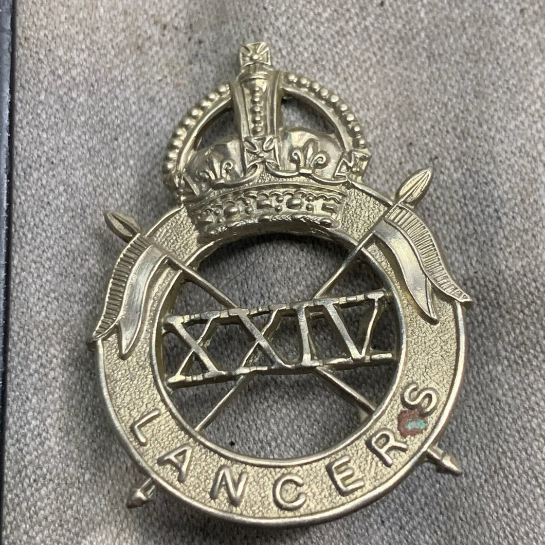 Original WW2 British Army 24th Lancers Cap Badge