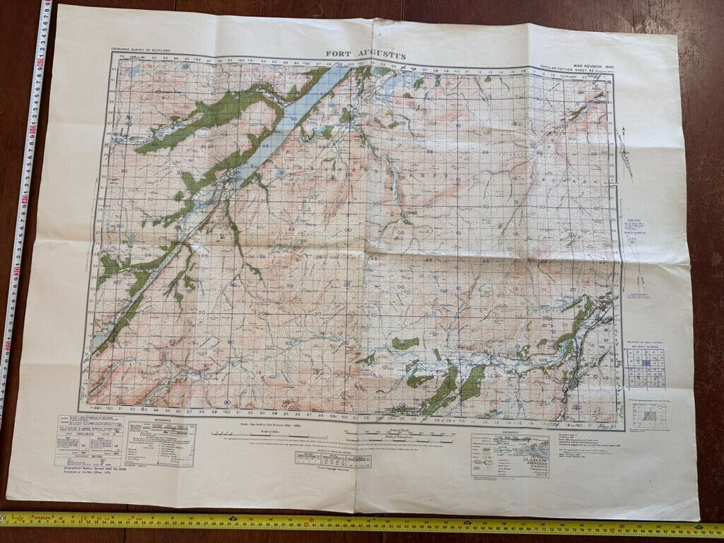 Original WW2 British Army GSGS Map of Scotland - Fort Augustus - The Militaria Shop