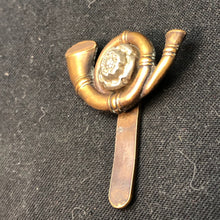 Load image into Gallery viewer, Original WW2 British Army Cap Badge - King&#39;s Own Yorkshire Light Infantry - The Militaria Shop
