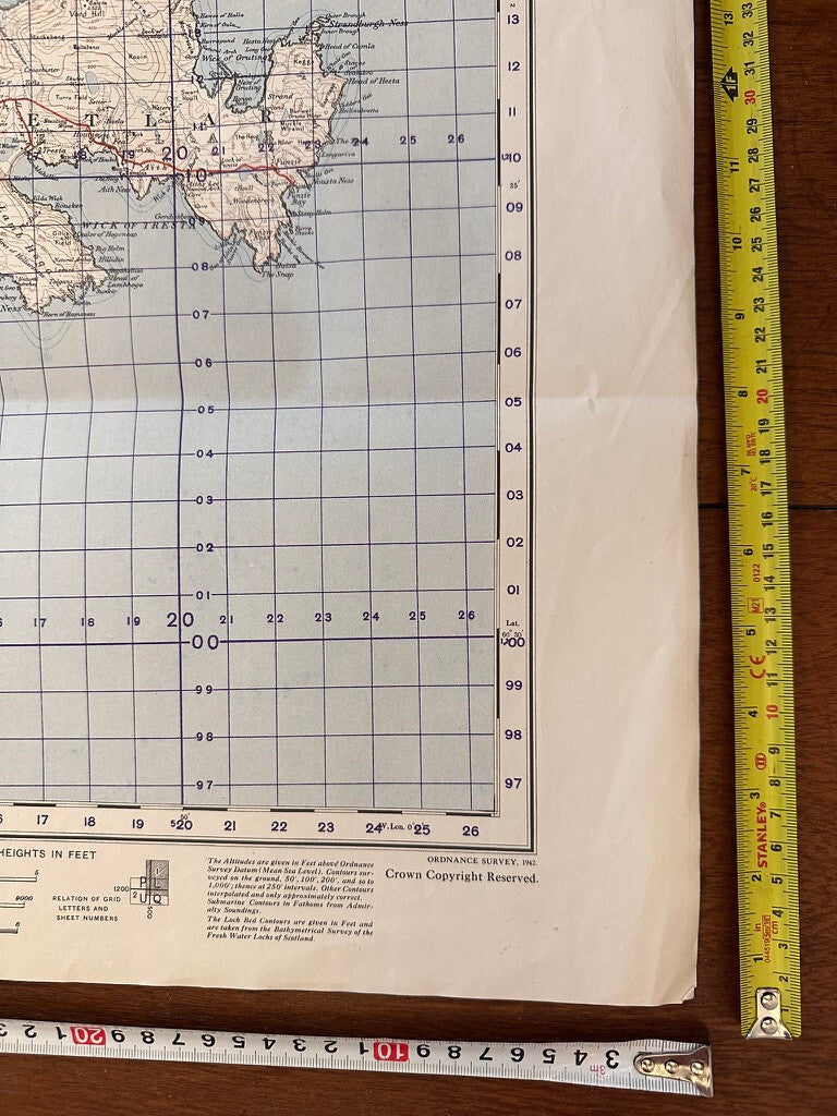 Original WW2 British Army GSGS Map of Scotland - Yell & Unst - Shetland Islands - The Militaria Shop