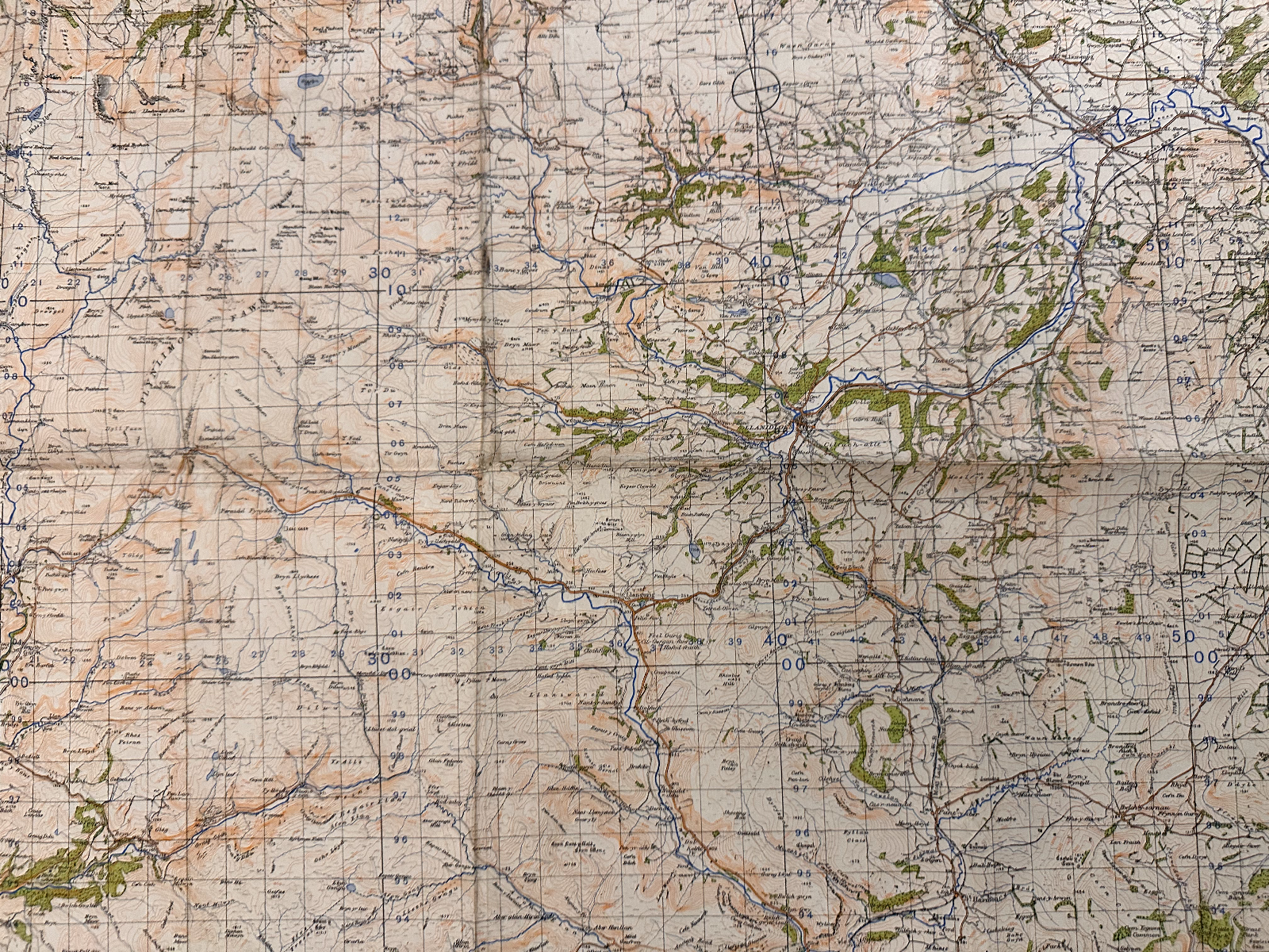 Original WW2 British Army GSGS OS Map of Great Britain - Llanidloes - The Militaria Shop