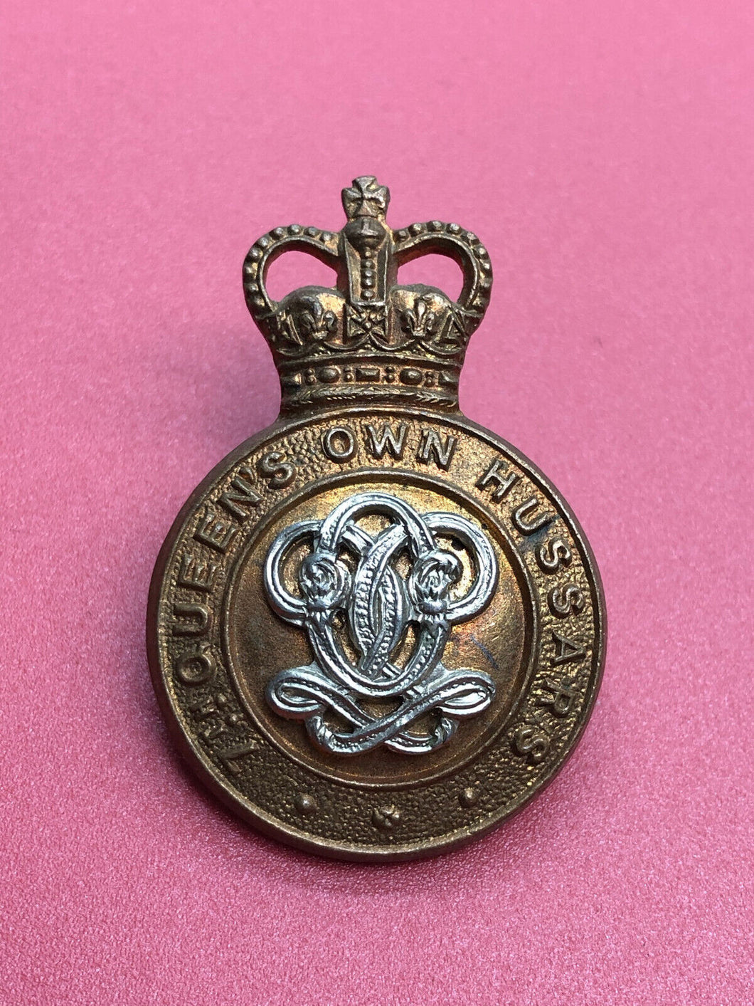 Genuine British Army 7th Queen's Own Hussars Cap Badge