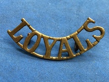 Load image into Gallery viewer, Original WW2 British Army Loyal North Lancashire Brass Shoulder Title
