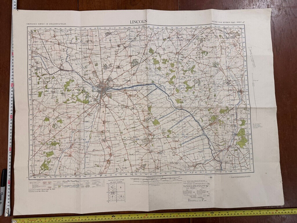 Original WW2 British Army GSGS OS Map England - Lincoln - The Militaria Shop