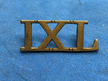 Load image into Gallery viewer, Original WW2 Brass British Army Shoulder Title - 9th Lancers
