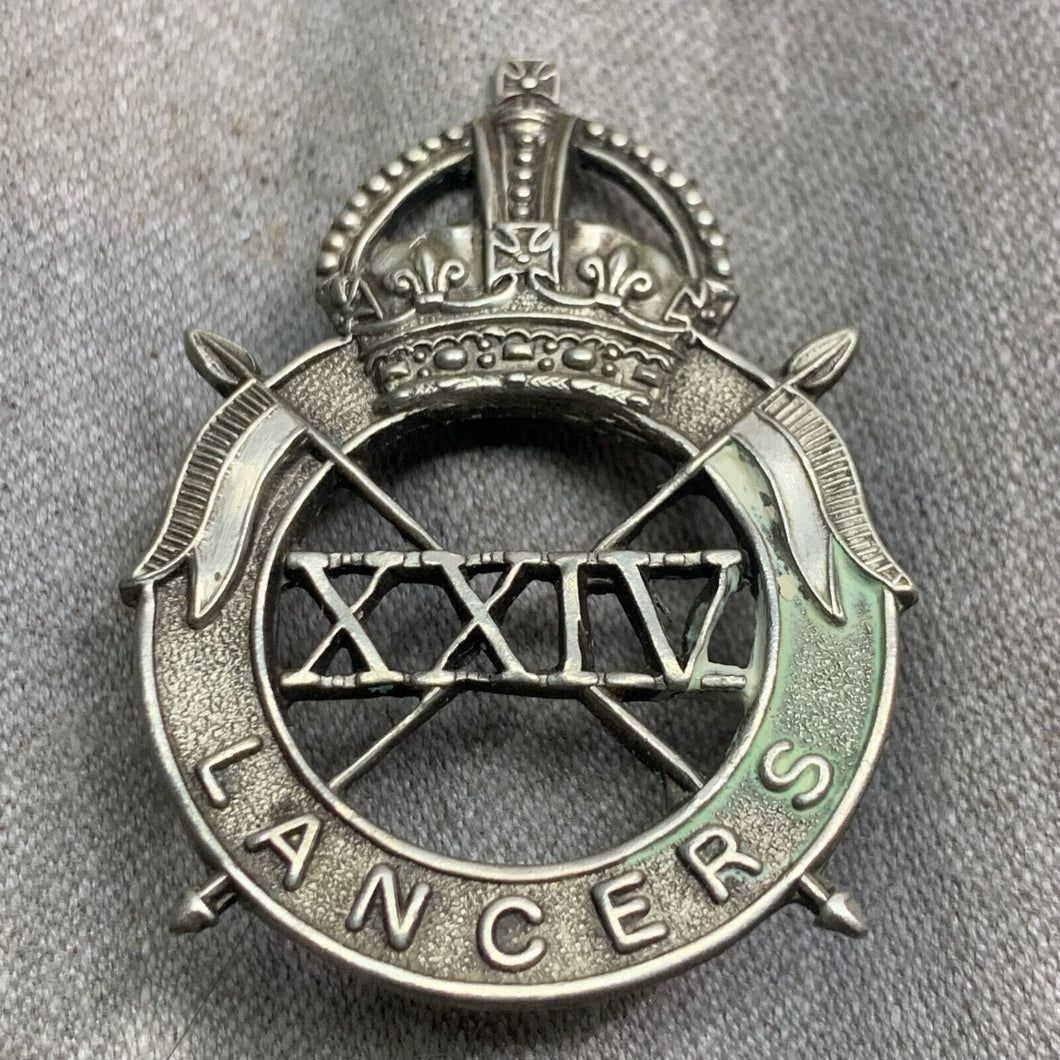 Original WW2 British Army 24th Lancers Cap Badge