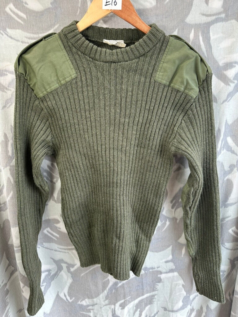 Genuine British Army Man's Heavy Jersey Olive Drab Pull Over - Size 2- 32