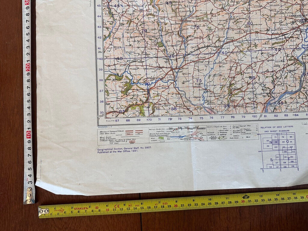 Original WW2 British Army OS Map of Great Britain - Carmarthen - The Militaria Shop