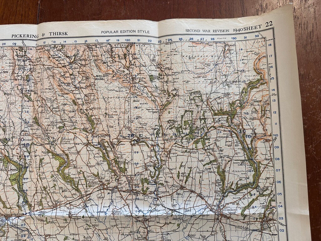 Original WW2 British Army GSGS OS Map of England & Wales - Pickering & Thirsk - The Militaria Shop