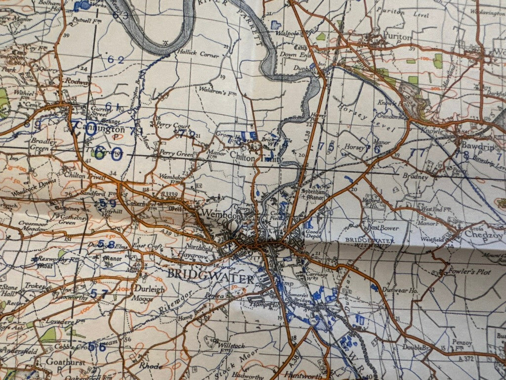 Original WW2 British Army GSGS OS Map of Great Britain - Bridgewater & Quantock - The Militaria Shop