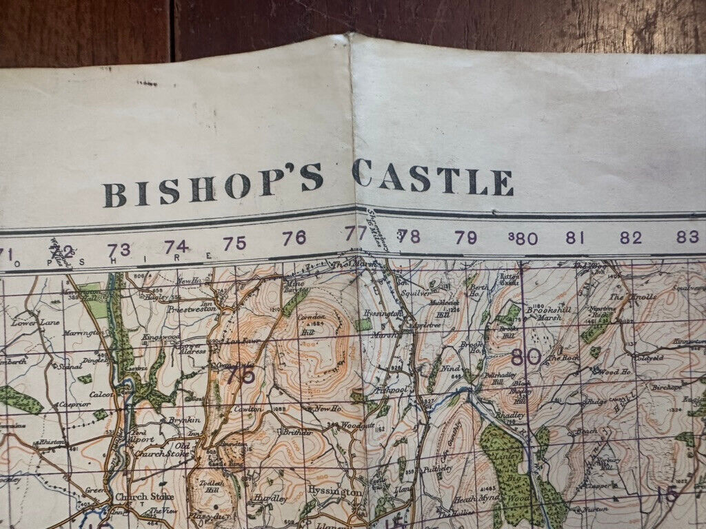 Original WW2 British Army GSGS OS Map of Great Britain - Bishop's Castle - The Militaria Shop