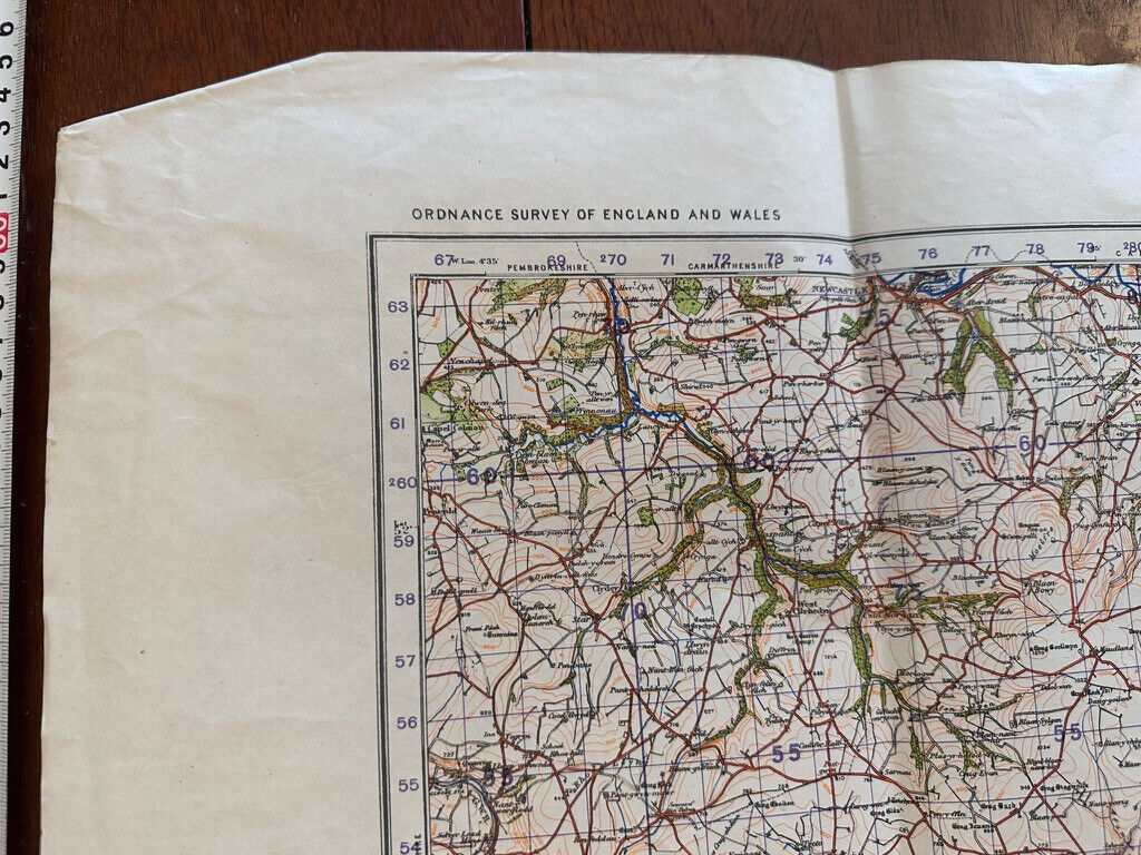Original WW2 British Army OS Map of Great Britain - Carmarthen - The Militaria Shop