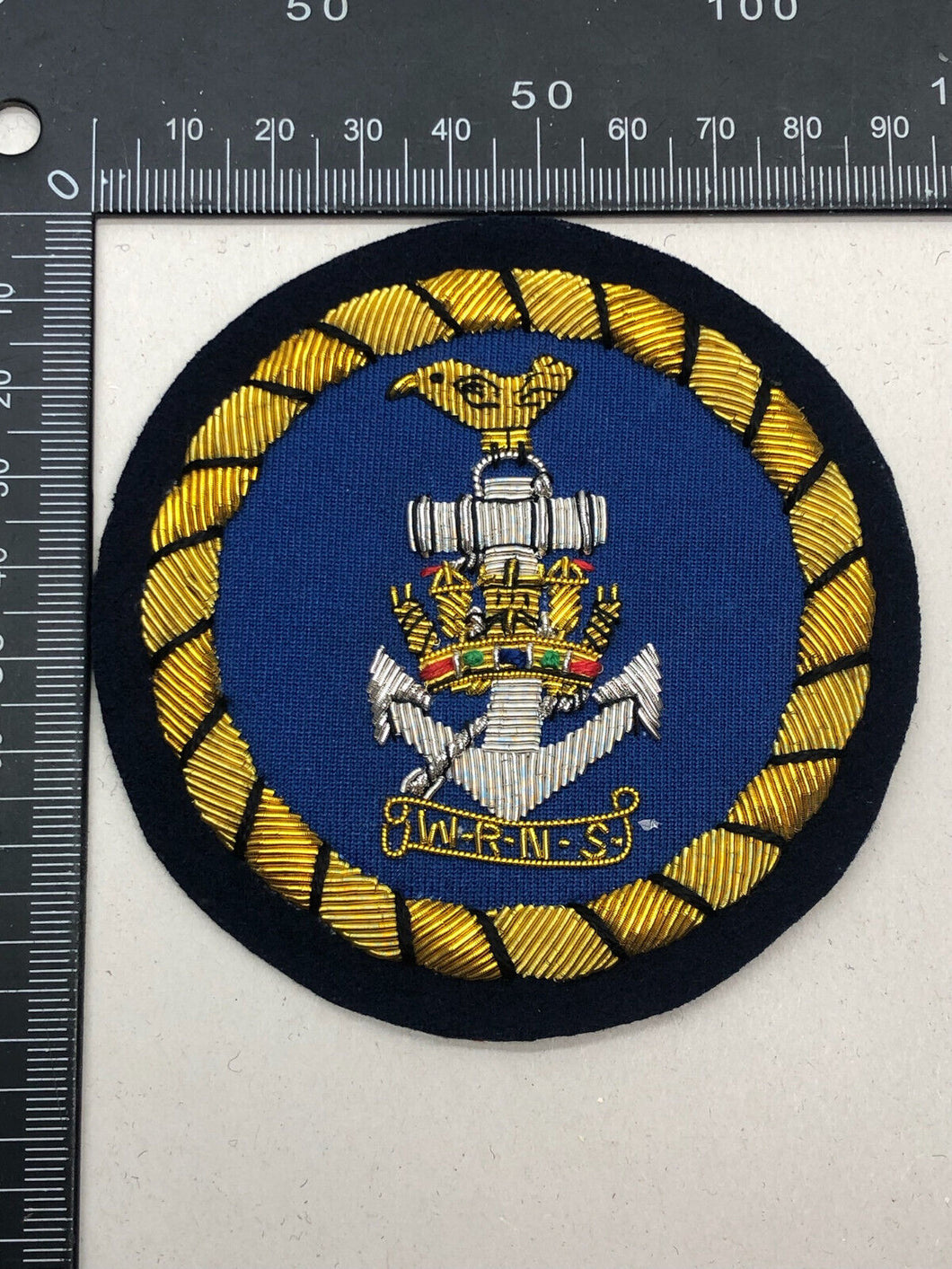 British Navy Bullion Embroidered Blazer Badge - WRNS Women's Royal Naval Service