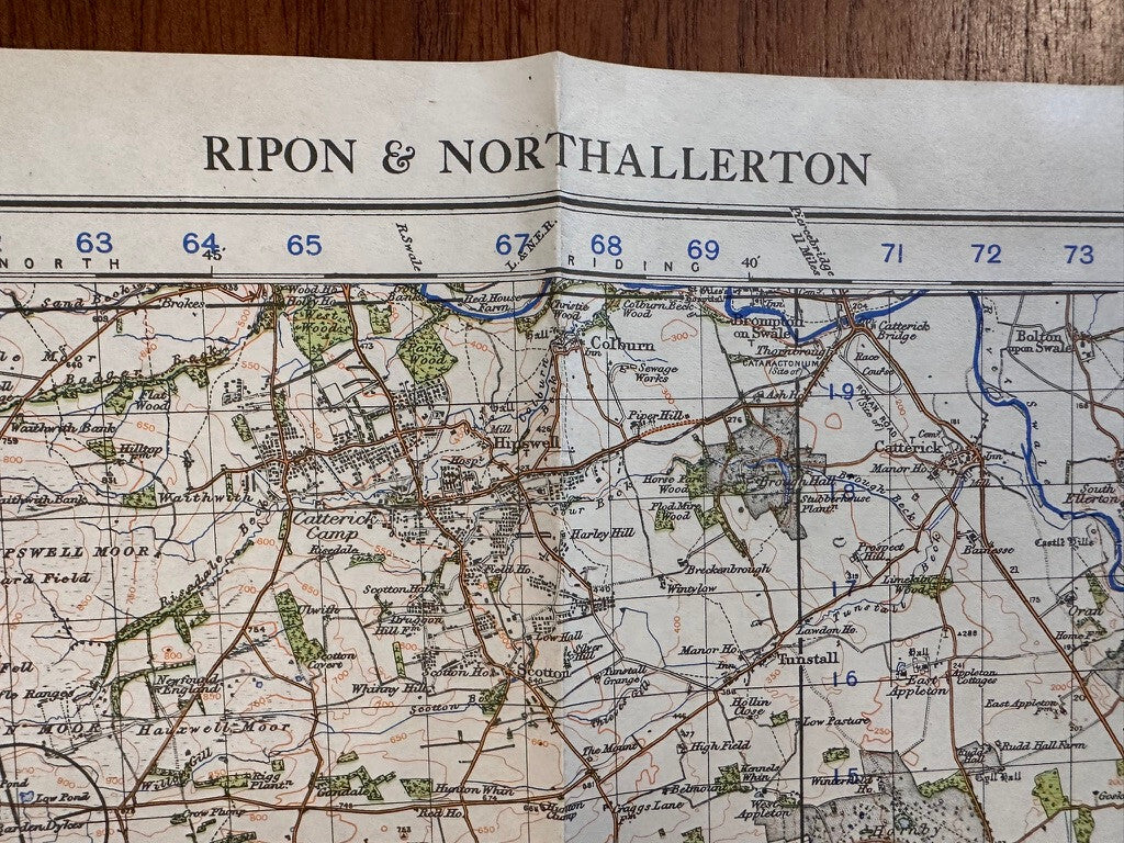 Original WW2 British Army GSGS Os Map of Great Britain - Ripon & Northallerton - The Militaria Shop