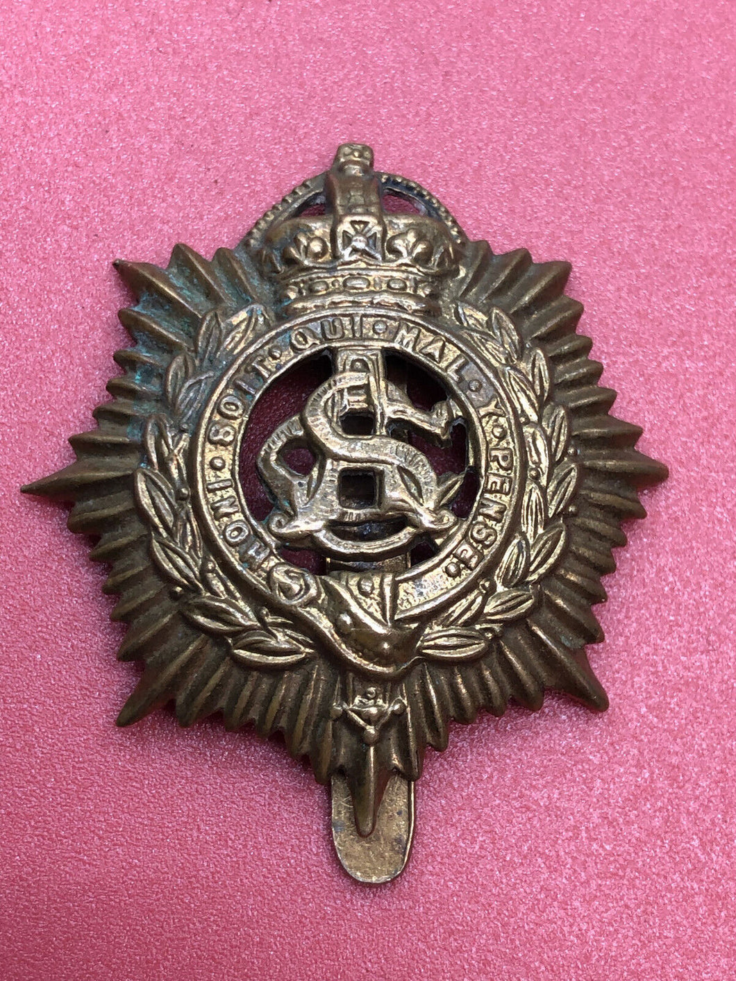 Original WW1 / WW2 British Army Kings Crown Cap Badge - RASC Army Service Corps