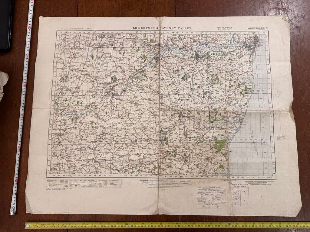 Original WW2 British Army GSGS OS Map of Great Britain - Lowestoft ...