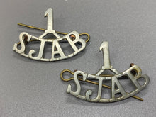 Load image into Gallery viewer, Pair of Original WW2 Onwards 1st S. John&#39;s Ambulance Shoulder Titles
