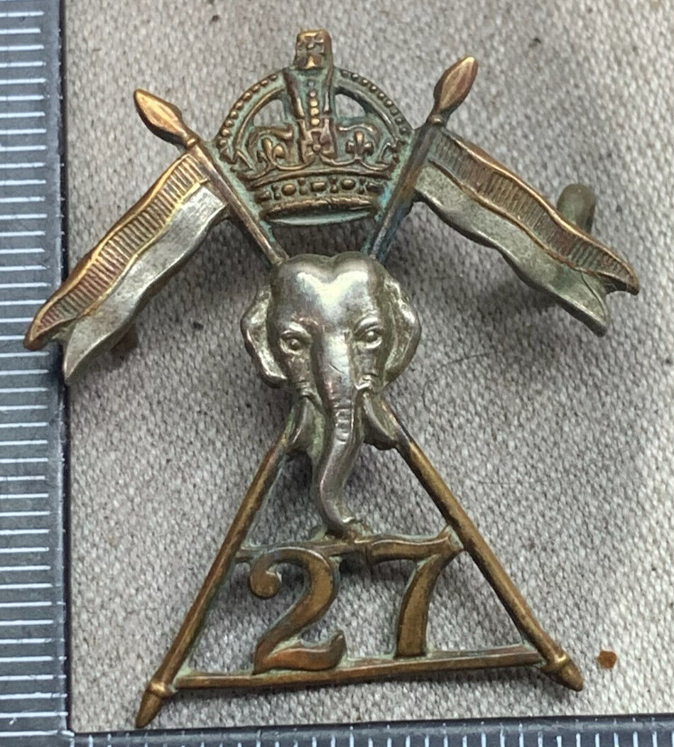 Original WW2 British Army 27th Lancers Cap Badge - King's Crown